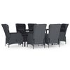 vidaXL Set de comedor para jard&iacute;n 7 piezas rat&aacute;n sint&eacute;tico gris oscuro