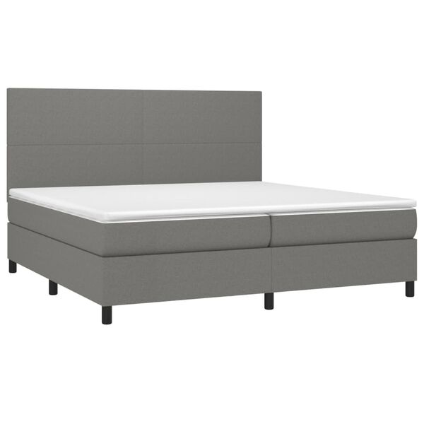 vidaXL Cama box spring con colch&oacute;n tela gris oscuro 200x200 cm