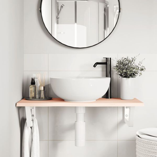 vidaXL Estante de lavabo de pared de acero y madera maciza de roble