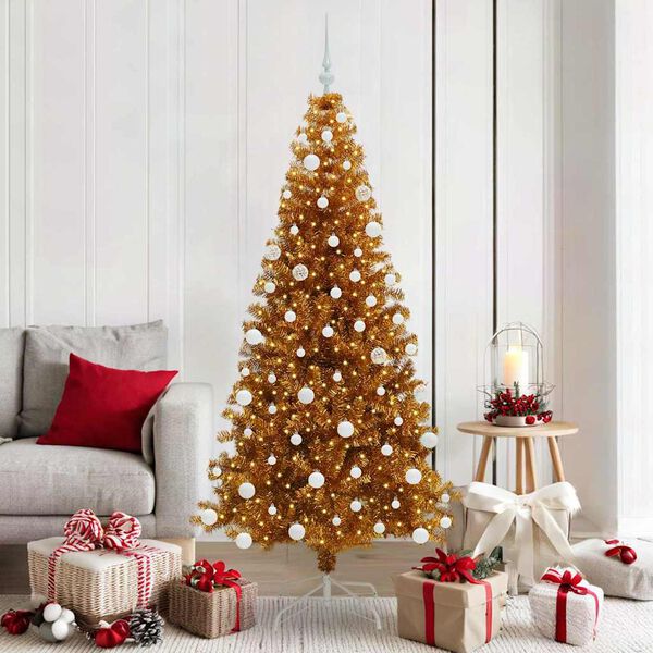 vidaXL &Aacute;rbol de Navidad con 300 LED con soporte Dorado 180 cm PET