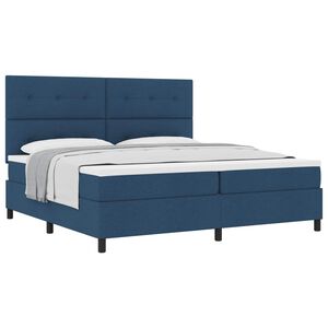 vidaXL Cama tipo Box Spring con colch&oacute;n Azul 200 x 200 cm tela