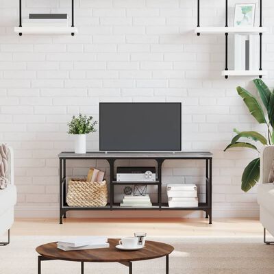 vidaXL Mueble TV hierro y madera contrachapada gris Sonoma 100x35x45cm