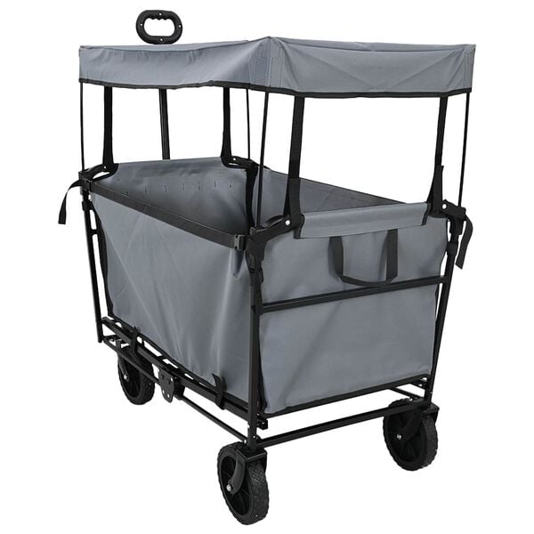vidaXL Carro de Mano Plegable Gris 105 x 56.5 x 116 cm Tela Oxford