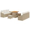 vidaXL Conjunto de sof&aacute;s de jard&iacute;n 9 uds. Beige rat&aacute;n sint&eacute;tico
