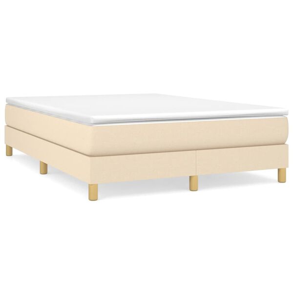 vidaXL Cama box spring con colch&oacute;n tela color crema 140x190 cm
