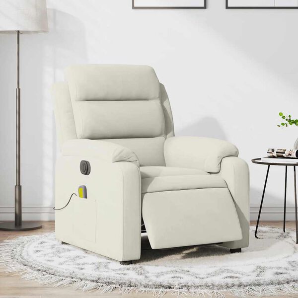 vidaXL Sill&oacute;n reclinable de masaje el&eacute;ctrico terciopelo color crema