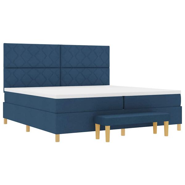 vidaXL Cama tipo Box Spring con colch&oacute;n Azul 200 x 200 cm tela