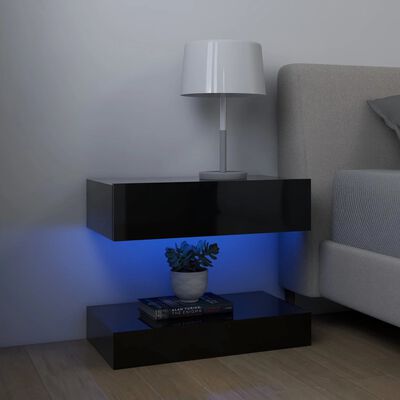 vidaXL Mueble para TV con luces LED negro brillante 60x35 cm