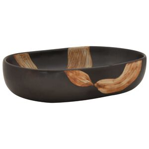 vidaXL Lavabo sobre encimera ovalado cer&aacute;mica negro 59x40x14 cm
