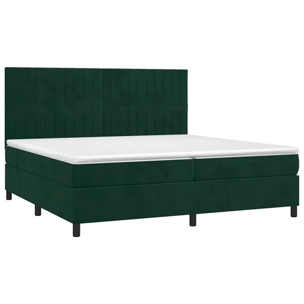 vidaXL Cama box spring con colch&oacute;n terciopelo verde oscuro 200x200 cm