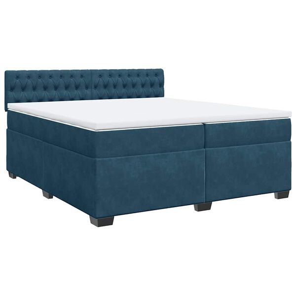 vidaXL Cama box spring con colch&oacute;n terciopelo azul 200x200 cm