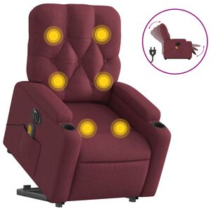 vidaXL Sill&oacute;n de masaje elevable el&eacute;ctrico tela rojo tinto
