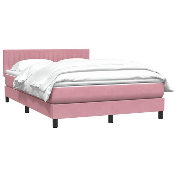 vidaXL Cama box spring con colch&oacute;n terciopelo rosa 160x220 cm