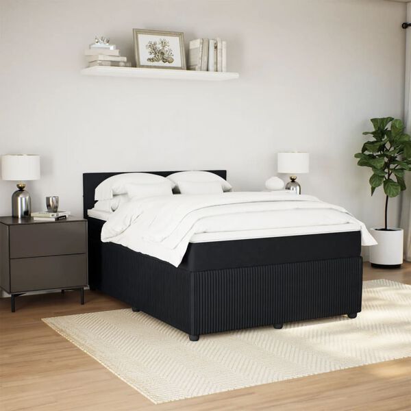 vidaXL Cama box spring con colch&oacute;n terciopelo negro 160x200 cm