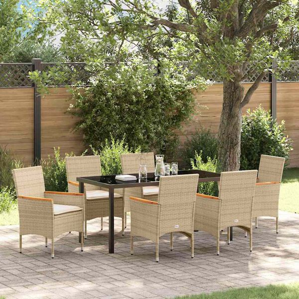 vidaXL Conjunto de Comedor de Jard&iacute;n 7 pcs Beige rat&aacute;n sint&eacute;tico