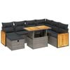 vidaXL Set de sof&aacute;s de jard&iacute;n 8 pzas y cojines rat&aacute;n sint&eacute;tico gris