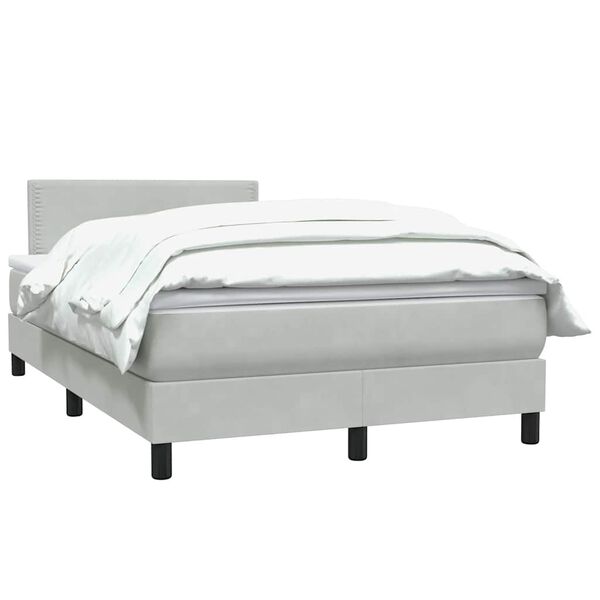 vidaXL Cama box spring con colchón terciopelo gris claro 120x210 cm