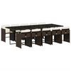 vidaXL Set comedor de jard&iacute;n 11 pzas y cojines rat&aacute;n sint&eacute;tico marr&oacute;n