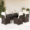 vidaXL Set comedor de jard&iacute;n 7 pzas con cojines rat&aacute;n sint&eacute;tico marr&oacute;n
