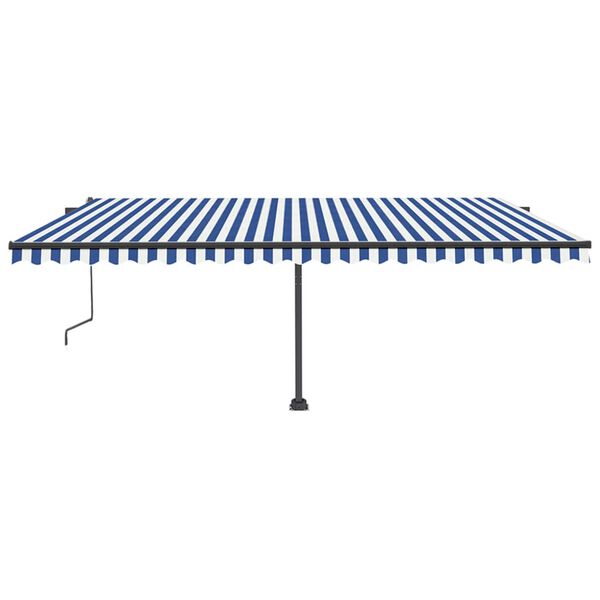 vidaXL Toldo autom&aacute;tico LED sensor de viento azul y blanco 500x350 cm