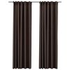 vidaXL Cortinas opacas ganchos look de lino 2 pzs gris taupe 140x225cm