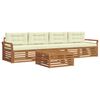 vidaXL Conjunto de sof&aacute;s de exterior con coj&iacute;n 5 pcs Natural y Crema