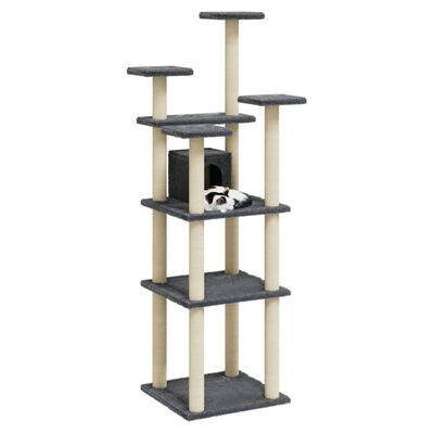 vidaXL Rascador para gatos con postes de sisal gris oscuro 171 cm