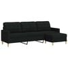 vidaXL Sof&aacute; de 3 plazas con taburete de tela negro 210 cm