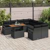 vidaXL Conjunto de sof&aacute; de jard&iacute;n 9 pcs Negro Polirat&aacute;n