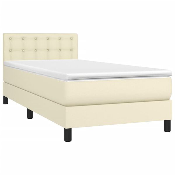 vidaXL Cama box spring con colch&oacute;n cuero sint&eacute;tico crema 90x190 cm