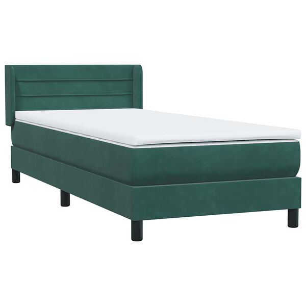vidaXL Cama box spring con colch&oacute;n terciopelo verde oscuro 80x210 cm