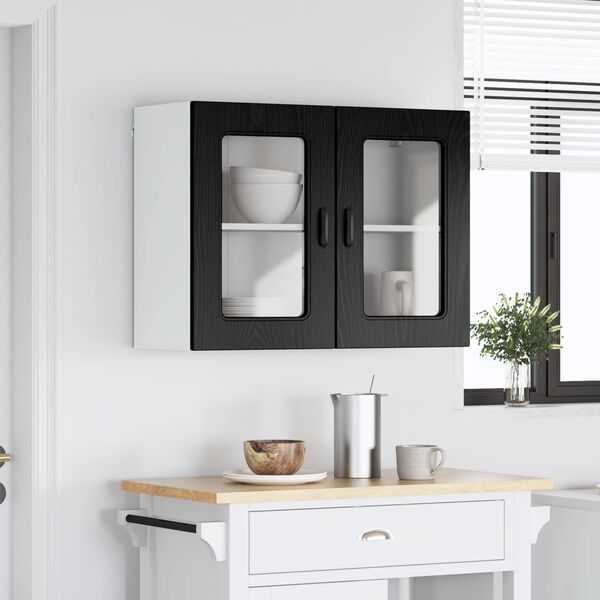 vidaXL Mueble de Cocina con puerta Kalmar Roble Negro 80 x 31 x 60 cm