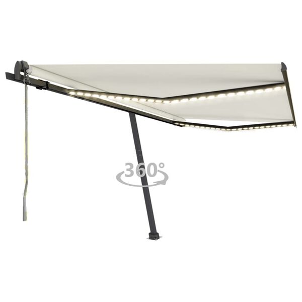 vidaXL Toldo autom&aacute;tico con LED y sensor de viento crema 400x350 cm