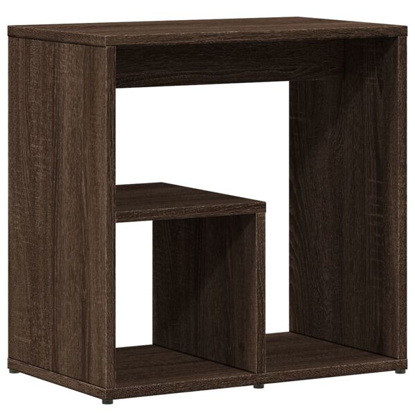 vidaXL Mesa auxiliar de madera contrachapada marr&oacute;n roble 50x30x50 cm