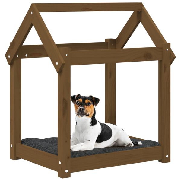 vidaXL Cama para perros madera maciza pino marrón miel 61x50x70 cm