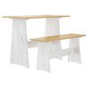 vidaXL Juego de comedor REINE 3 pzas madera maciza pino marrón blanco
