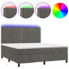 vidaXL Cama box spring colch&oacute;n y LED terciopelo gris oscuro 180x200 cm