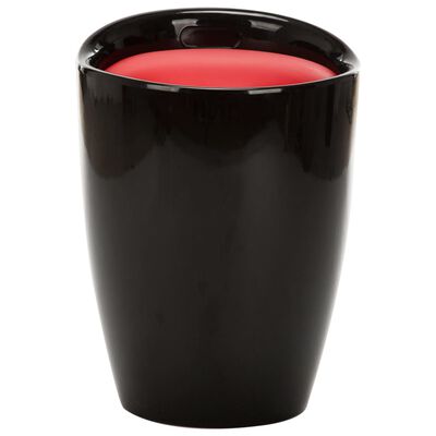 vidaXL Taburete con almacenaje cuero sintético negro y rojo