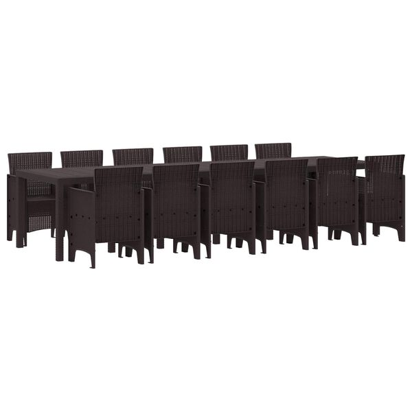 vidaXL Conjunto de Comedor de Jard&iacute;n 13 pcs Marr&oacute;n Ratan Polt