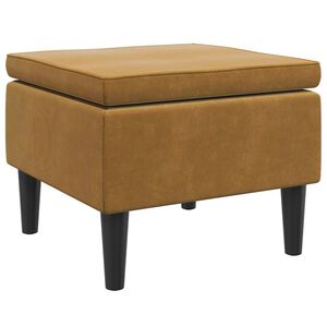 vidaXL Taburete con patas de madera terciopelo marr&oacute;n