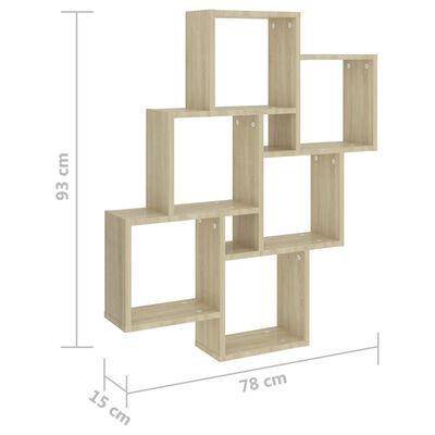 vidaXL Estante cubo pared madera contrachapada roble Sonoma 78x15x93cm