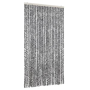 vidaXL Cortina antimoscas chenilla gris negro y blanco 100x220 cm