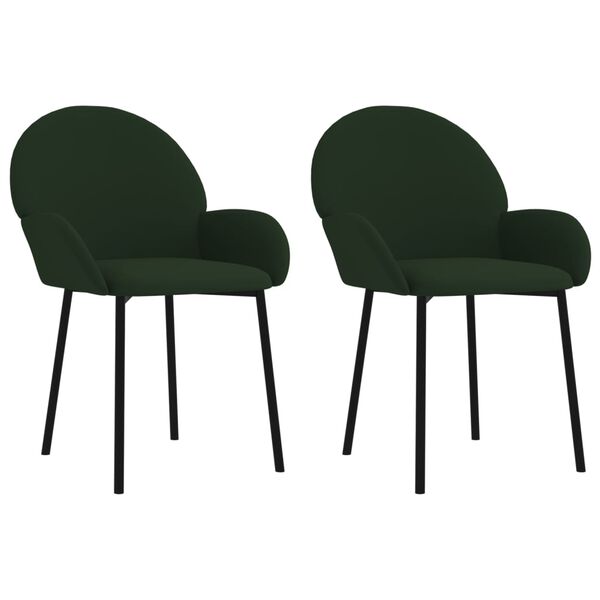 vidaXL Sillas de comedor 2 unidades terciopelo verde oscuro
