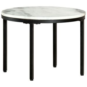vidaXL Mesa de centro m&aacute;rmol macizo aut&eacute;ntico blanco y negro &Oslash;50 cm