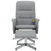 vidaXL Sill&oacute;n reclinable de masaje con reposapi&eacute;s tela gris claro