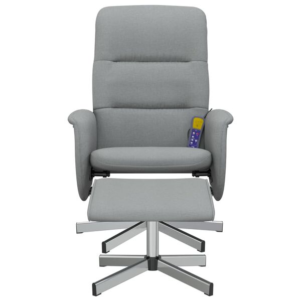 vidaXL Sill&oacute;n reclinable de masaje con reposapi&eacute;s tela gris claro