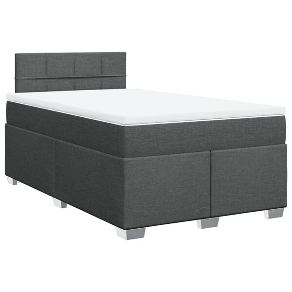 vidaXL Cama box spring con colch&oacute;n tela gris oscuro 120x190 cm