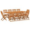 vidaXL Set comedor de jard&iacute;n 11piezas madera maciza acacia 220x90x75cm