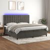 vidaXL Cama box spring colch&oacute;n y LED terciopelo gris oscuro 200x200 cm
