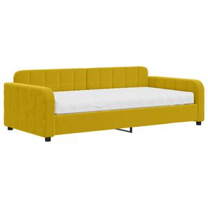 vidaXL Sof&aacute; cama con colch&oacute;n terciopelo amarillo 100x200 cm